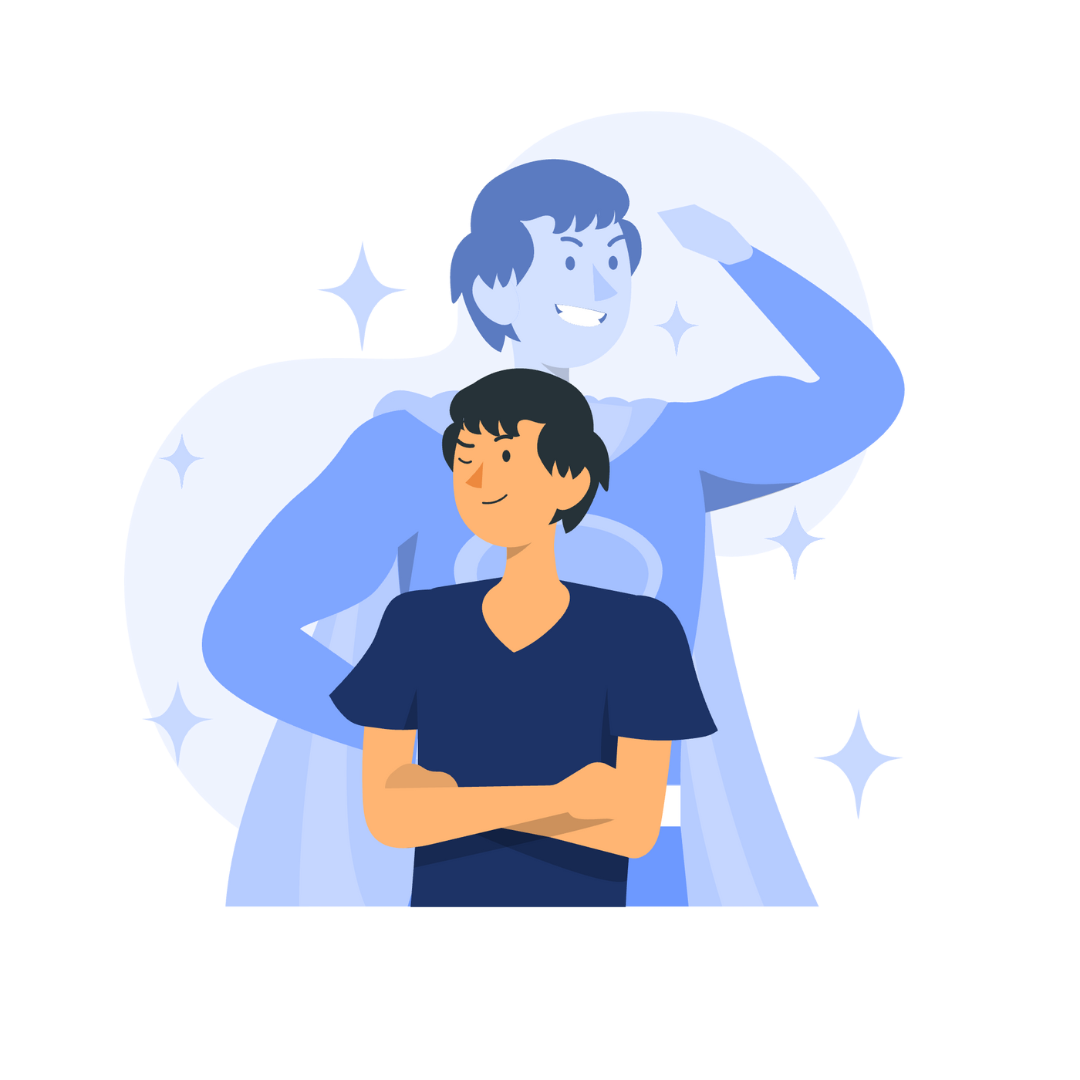 Illustration af en person med meget selvtillid