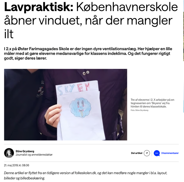 Lavpraktisk: Københavnerskole åbner vinduet, når der mangler ilt