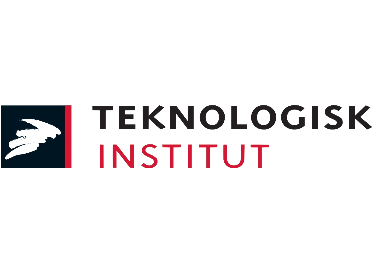 Logo for Teknologisk Institut. Logoet indeholder et sort og rødt abstrakt symbol på venstre side og teksten 